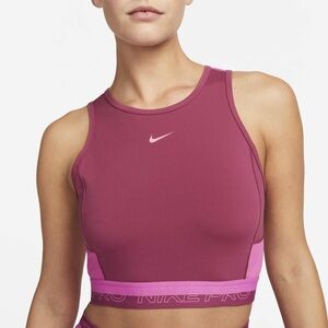 Nike Pro Dri-FIT Women's Cropped Training Tank Top Pink Fuchsia Large Activewear